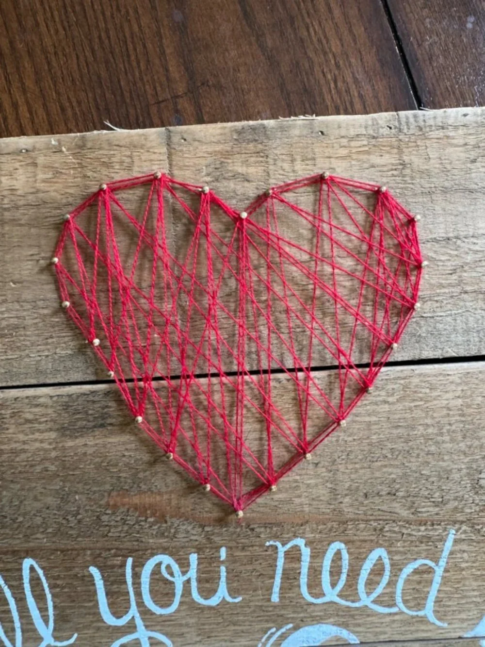 Wooden String Art "All you need is love and a CAT Heart Wall Decor Hanging Art - Picture 3 of 7